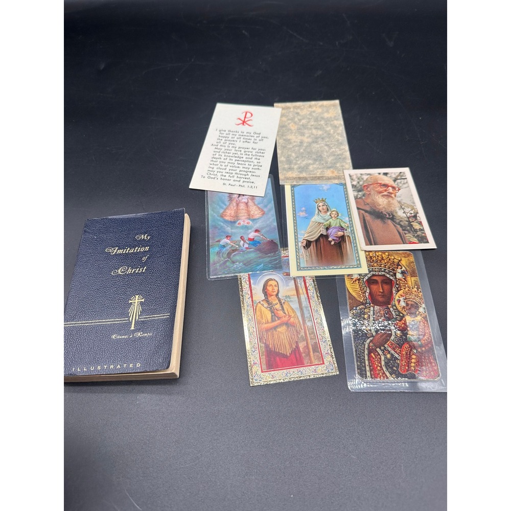 My Imitation of Christ Thomas a Kempis Book Prayer With Holy Cards Lot Vintage